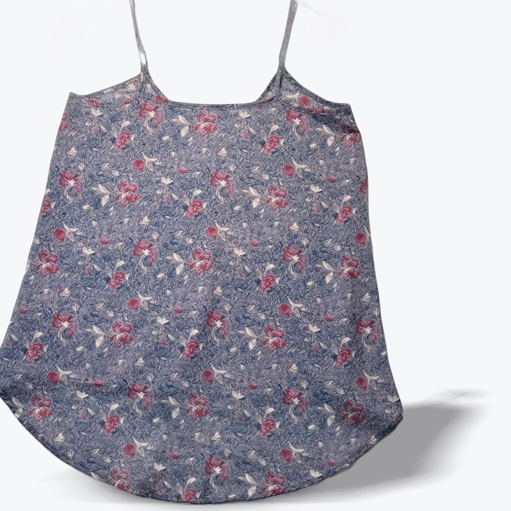Love Squared Camisole FlowyWomens XS Blue Red Floral Spaghetti Strap Pleated